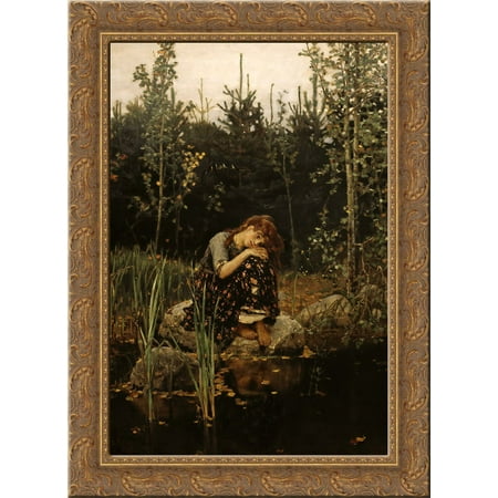 Alyonushka 24x18 Gold Ornate Wood Framed Canvas Art by Viktor Vasnetsov