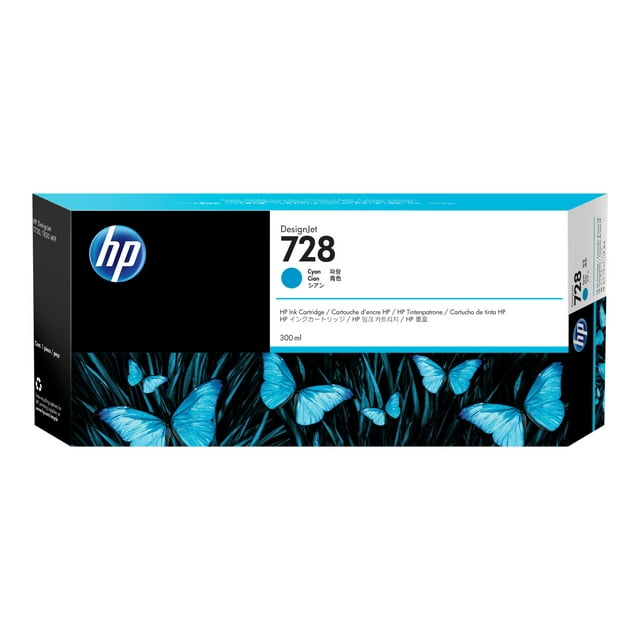 HP 728 - 300 ml - cyan - original - DesignJet - Cartouche d'Encre - pour DesignJet T730, T830
