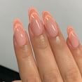 thumbnail image 1 of Uñas postizas medianas brillantes, uñas ovaladas diseñadas con línea abstracta, puntas de uñas francesas, almendra, linda cubierta completa, juegos de uñas postizas acrílicas para mujeres y niñas, 24, 1 of 6