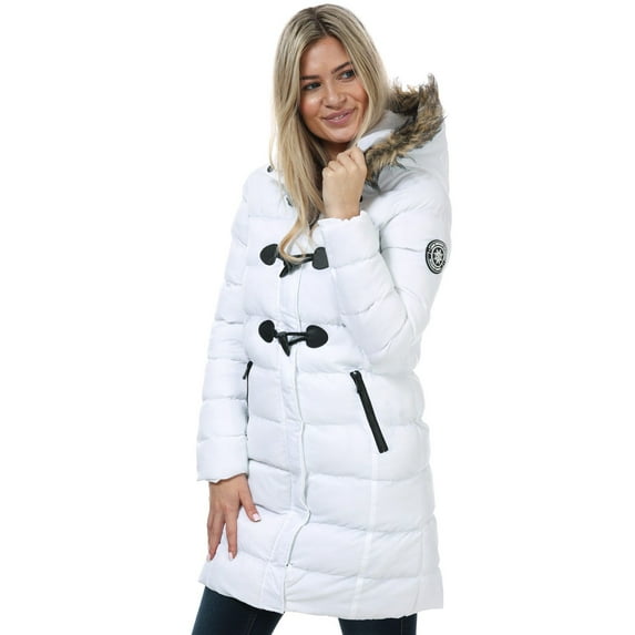 Women's Brave Soul Wizard Long Padded Duffle Jacket in White