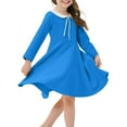 thumbnail image 2 of Tao Tao Girls Long Sleeve Dress Casual Vintage Peter Pan Collar Swing Party Dress Blue 3 Years, 2 of 4
