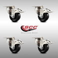 thumbnail image 2 of 3 Inch 316SS Hard Rubber Wheel Swivel Top Plate Caster Set Total Lock Brake SCC, 2 of 2