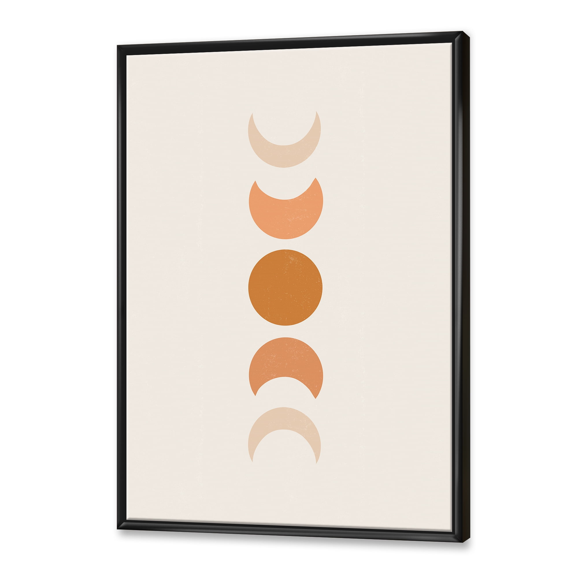 Designart 'Minimalist Different Moon Phases' Modern Framed Canvas Wall Art Print