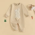 thumbnail image 2 of YABCSAZ Toddler Baby Easter Romper Long Sleeve Bunny Graphic Kids Jumpsuits Casual Loose Pllover Button Open Pants Boys Girls Unisex Pajama Infant Newborn Baby outfits Size 12 Month, 2 of 7