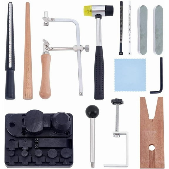 Ring Bender Tool Kit for Spoon Rings DIY Spoon Ring Maker Machine Spoon Heavy Duty Ring Bender for Jewelry Making Ring Press Machine Ring Sizer Ring Mandrel Rubber Hammer diy