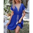 thumbnail image 6 of SOMER Women's Dress Casual Wedding Guest Dresses Short Sleeve V Neck Tie Front Flowy Dress for Summer Spring Fall, 6 of 10