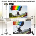 thumbnail image 2 of IBAOLE Selfie Stick Tripod Stand 59" Length Adjustable All in One Cell Phone Tripod with 33ft Wireless Remote Shutter, Phone&Camera Holder for iOS/Andriod Phones, Digital Cameras, etc black -, 2 of 7