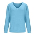 thumbnail image 5 of NTACZA Loose Fitting Sweater Women Blue V Neck Plus Size Sweater Long Sleeve Cozy Pullover Knit Tops Women Jumper XL, 5 of 7