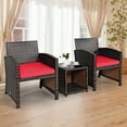 thumbnail image 2 of Costway 3PCS Patio Rattan Wicker Furniture Cushion Sofa Coffee Table Red, 2 of 11