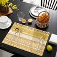 thumbnail image 3 of Yellow Khaki Boho Placemats Set of 8, Vintage Ethnic Tribe Abstract Art Placemats for Dining Table, Place Mats for Kitchen Tabletop, Waterproof Wipeable Dining Table Mats Set, 3 of 9