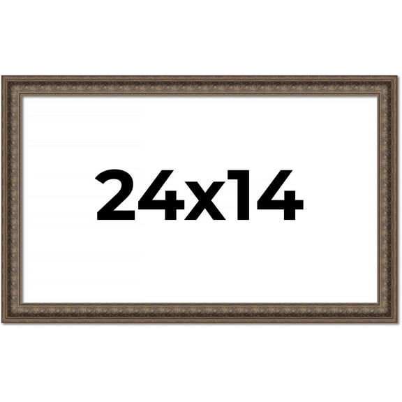 24x14 Ornate Brown Real Wood Picture Frame Width 1.5 Inches | Interior Frame Depth 0.5 Inches |