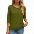 thumbnail image 4 of Towmus Womens Tops 3/4 Sleeve Solid Color Crew Neck T Shirt Oversized Casual Women Blouse Business Work Summer Dresses S-3XL Under $6, 4 of 6
