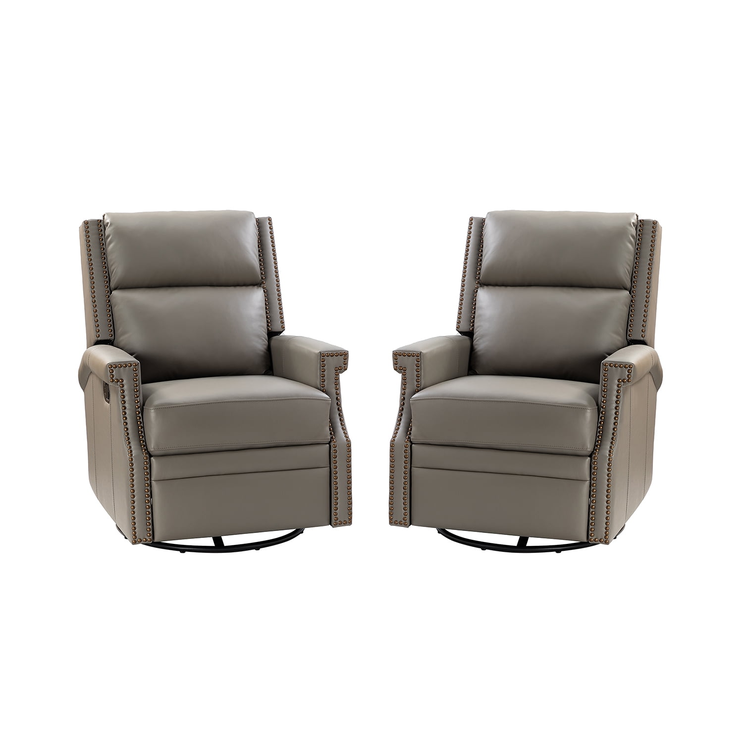 14 Karat Home Genuine Leather Manual Swivel Rocker Recliner Wings