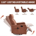 thumbnail image 4 of PAPROOS Rocker Recliner with Massage and Heat, Fabric 360°Swivel Rocker Recliner, Glider Rocking Chair for Nursery, Small Manual Recliner with Side Pocket for Home Theater Living Room, Orange, 4 of 10