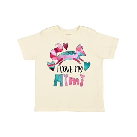 

Inktastic I Love My Mimi Pink and Blue Fox with Hearts Gift Toddler Boy or Toddler Girl T-Shirt