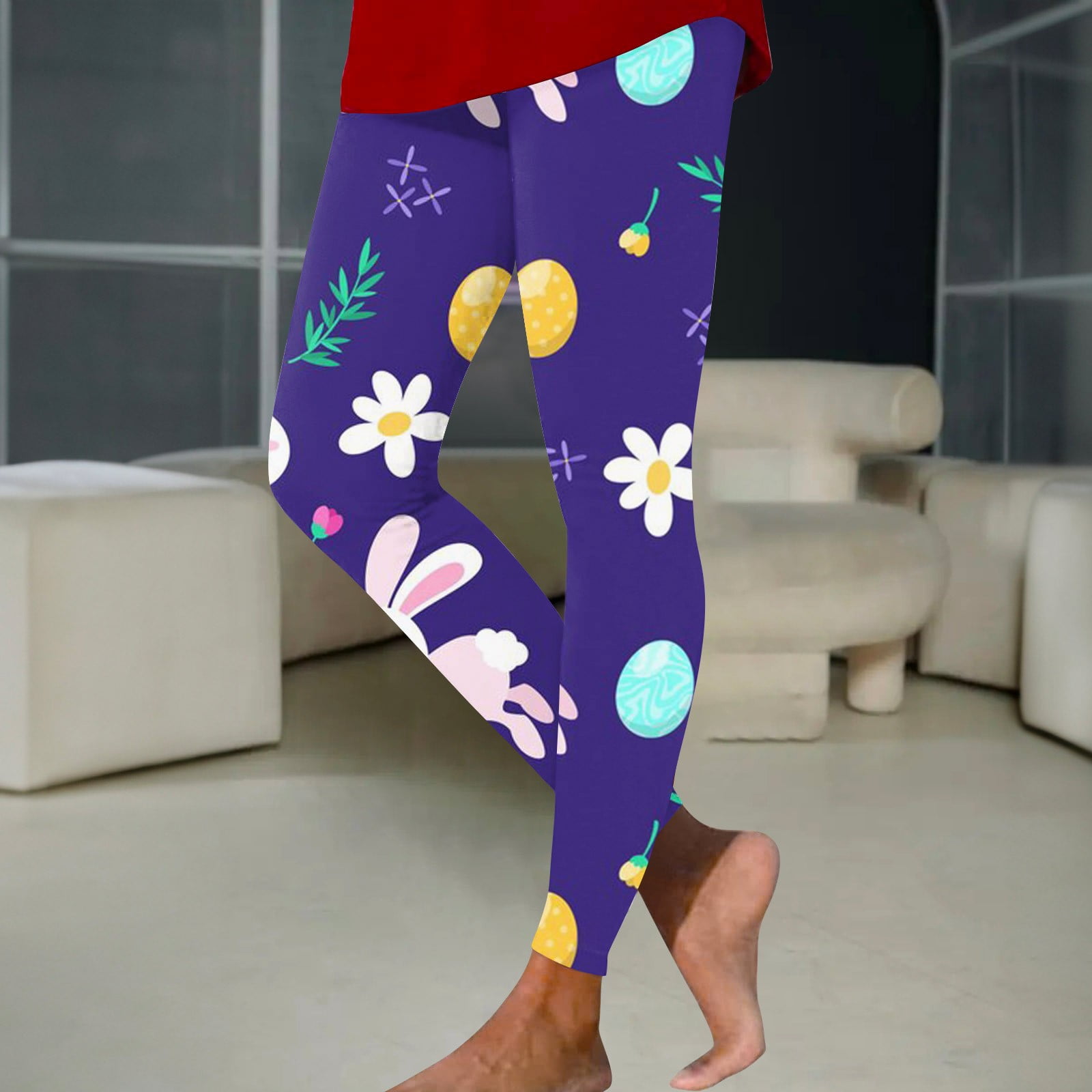 BOOMILK Easter Leggings for Women High Waisted Easter Eggs Print Workout  Skinny Pants Stretch Tummy Control Yoga Legging 