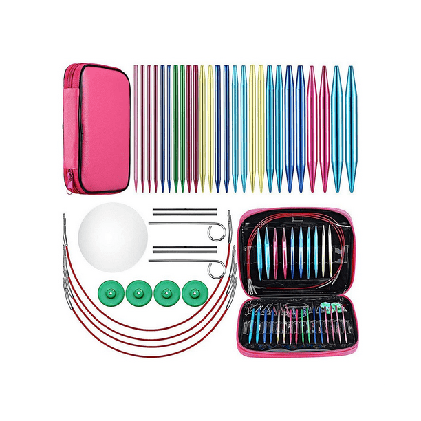 26 Pieces Aluminum Interchangeable Circular Knitting Needle Set,13 Size