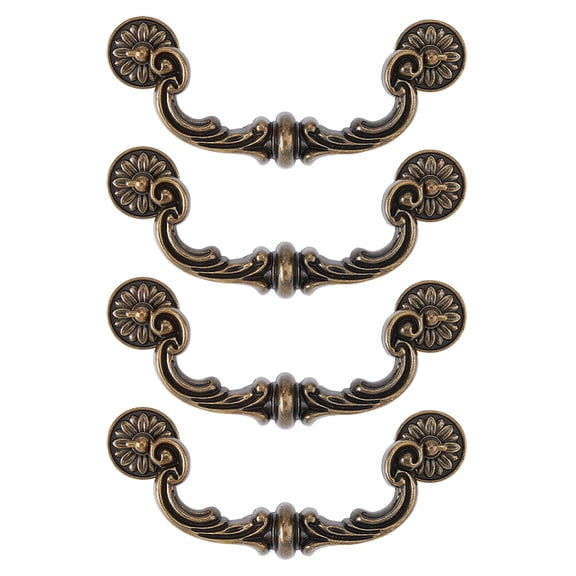 4 Sets Vintage Bail Pull Handles 6.5 inch Hole Center Bronze Drawer Handles Alloy Drop Pulls Decorative Cabinet Pull