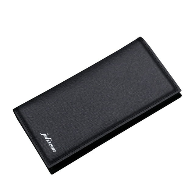 Huanglei Fashion Coin ID Long Wallet Solid Color Men Open Purse Multiple Card Slots Clutch Bag