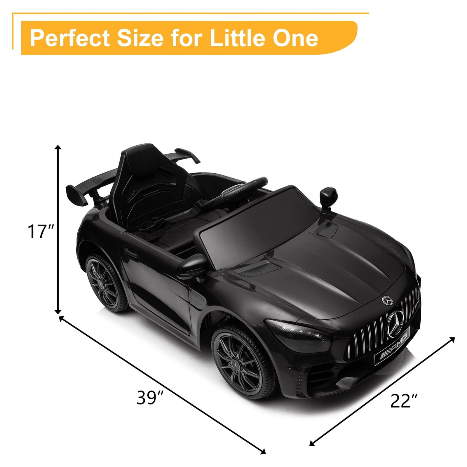 Kepooman 12V 4.5Ah Kids Police Ride On Car with 2.4G Remote Control Mercedes-Benz Sports Car, Electric Toy for Kids, Black