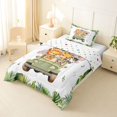 thumbnail image 2 of Castle Fairy Girls Cute Cartoon Safari Animal Twin Comforter Sets 2pcs,Tropical Leaf Truck Bedding Set,Green White,Reversible,1 Comforter and 1 Pillowcase, 2 of 6