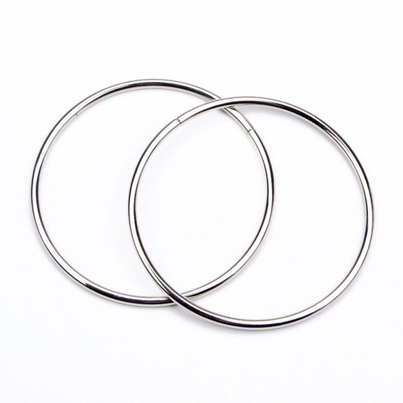 XmhyTop-A Silver Metal Round Ring Handbag Handle 2 Pcs for Purse Making, DIY Craft & Bag Repair