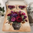 thumbnail image 2 of Manfei Boys Girls Chic Floral Rose Twin Sheet Sets 3pcs,Vintage Aesthetics Twin Fitted Sheet Microfiber,Exotic Style Breathable Flat Sheet,Luxury Bedroom Decor, 2 of 7