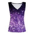 thumbnail image 4 of HAPIMO Women's Loose Knit Tank Tops Clearance Floral Gradient Print Retro Camisole Sleeveless U Neck Button Leisure Comfy Relaxed Beach Blouses Summer Fashion Purple XXXXL, 4 of 5