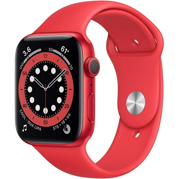 Restored Apple Watch Series 6 44MM (GPS CELLULAR) Red Aluminum Case with Red Sports Band (Refurbished)
