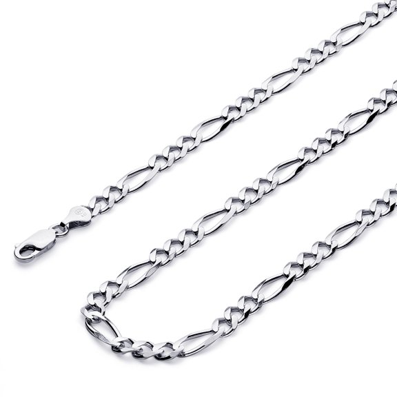 Wellingsale 14k White Gold Polished Solid 6mm Figaro 3 1 Concave Chain Bracelet - 8"
