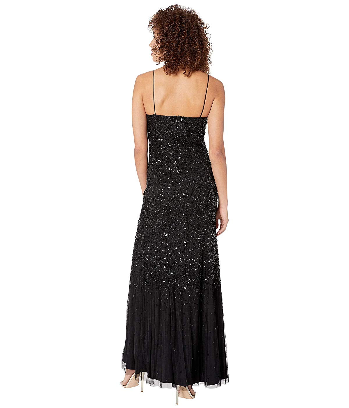 Adrianna Papell - Adrianna Papell Beaded Tank Shirred Evening Gown Black - Walmart.com - Walmart.com