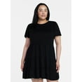 thumbnail image 4 of Time and Tru Women's and Women’s Plus Cotton Swing Dress with Short Sleeves, Sizes XS-4X, 4 of 6