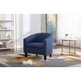 thumbnail image 4 of Accent Barrel Chair, Vintage Upholstered Armchair with Tufted Backrest and Rivets Trim Armrest, Living Room Single Sofa Chair with Solid Wood Legs for Home Office, Navy Linen, 4 of 8
