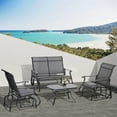 thumbnail image 2 of Topcobe 4 Pieces Outdoor Furniture Set, 2-Seater Glider Bench, Single Swing Chair, and Stylish Coffee Table, Black for Yard, Garden, and Patio, 2 of 10
