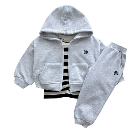 

Lovskoo 6M-6Y Infant Toddler Baby Boy Girl Solid Color Clothing Long Sleeve Hoodies Jogger Pants Set 2Pcs Fall Winter Outfit Gray