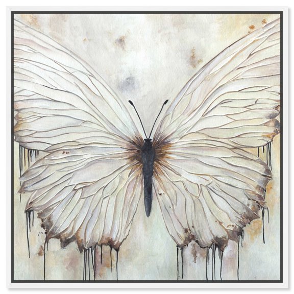 Neutral Beauty Chic Farmhouse Canvas Wall Art by Art Remedy, White Floater Frame, 20"x20"