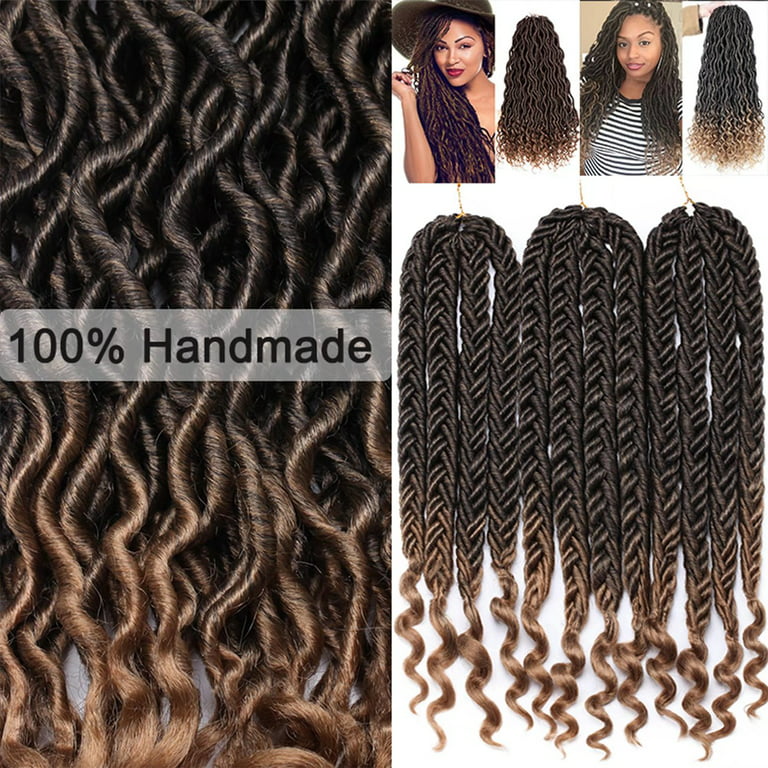 Faux Locs Crochet Hair 8 Inches Short Curly Dreadlocks for Women Pre-Looped Short Wavy Soft Locs Ombre Reddish Brown Crochet Dreads Braiding in