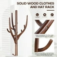 thumbnail image 4 of WOOW DEPOT Large Wood Coat Rack Heavy Duty Freestanding Clothes Hanger Stand w/ Stable Base & 12 Tree Branch Hooks for Corner Entryway Hallway Bedroom, 4 of 10