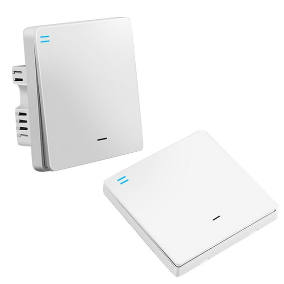 1-Gang Wireless Remote Control Switch Kit - 433MHz No-Wiring Smart Lighting Solution for Home Stairs, Includes Master Switch & Stick-On Remote Panel, Flame Retardant PC, 110-240V, 150W Max Load,