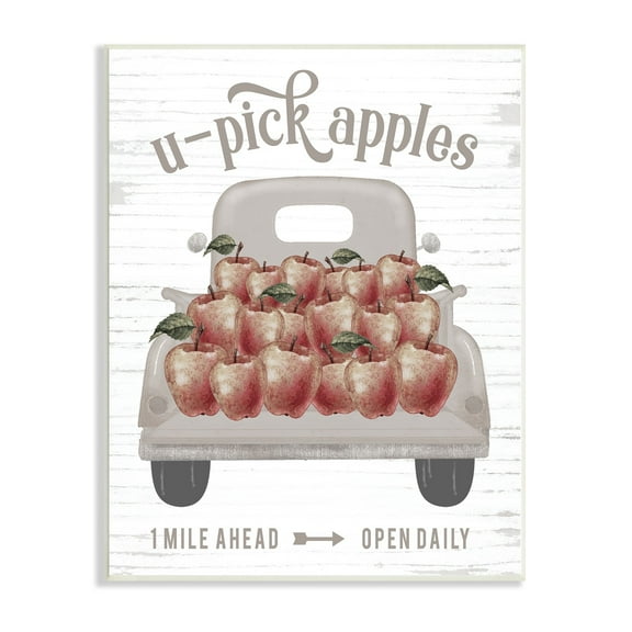 U-Pick Apples Autumn Harvest Truckload Rustic Sign Transportation Graphic Art Unframed Art Print Wall Art