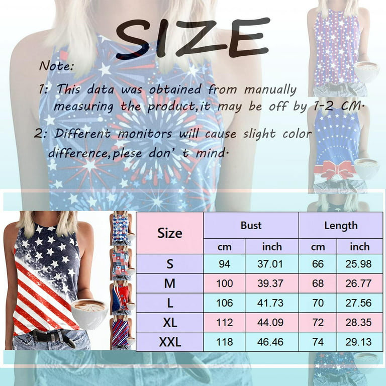 EHQJNJ Corset Tops for Women Small Bust Womens Suitable Crewneck Sleeveless  Independence Day Print Tank Tops Loose Fit Basic T Shirts Beach Blouse