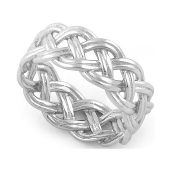 925 Sterling Silver Platinum Plated Celtic Woven Women Valentines Day Gifts Ring