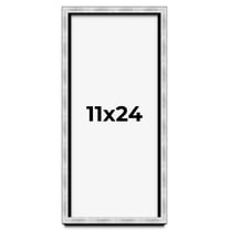 11x24 Frame Brushed Silver Solid Wood Picture Frame | 0.75 Inch Moulding Width | Rabbet Depth 0.75