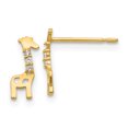 thumbnail image 1 of 14k Yellow Gold Cubic Zirconia Cz Giraffe Earrings Animal Wild, 1 of 7