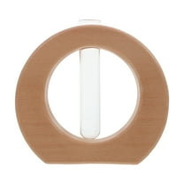 HOMEMAXS Wood and Glass Hydroponic Planter Vase for Indoor Plants Terrarium on Wooden Stand Khaki Color