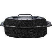 Granite Ware 13 inch oval roaster with Lid. Enameled steel design to accommodate up to 7 lb poultry/roast. Resists up to 932F