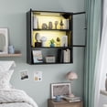 thumbnail image 6 of Wall Mounted Bathroom Cabinet with Glass Doors, Metal Over Toilet Storage Cabinets with Open Shelves, Medicine Cabinets for Bathroom, Living Room, Bedroom, Black, 6 of 6