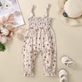 thumbnail image 4 of JAJAHO Girls Summer Jumpsuits Toddler Girl Lightweight Floral Sleeveless Smocked One Piece Beach Vacation Clothes 3-24M Trendy Onesie, 4 of 7