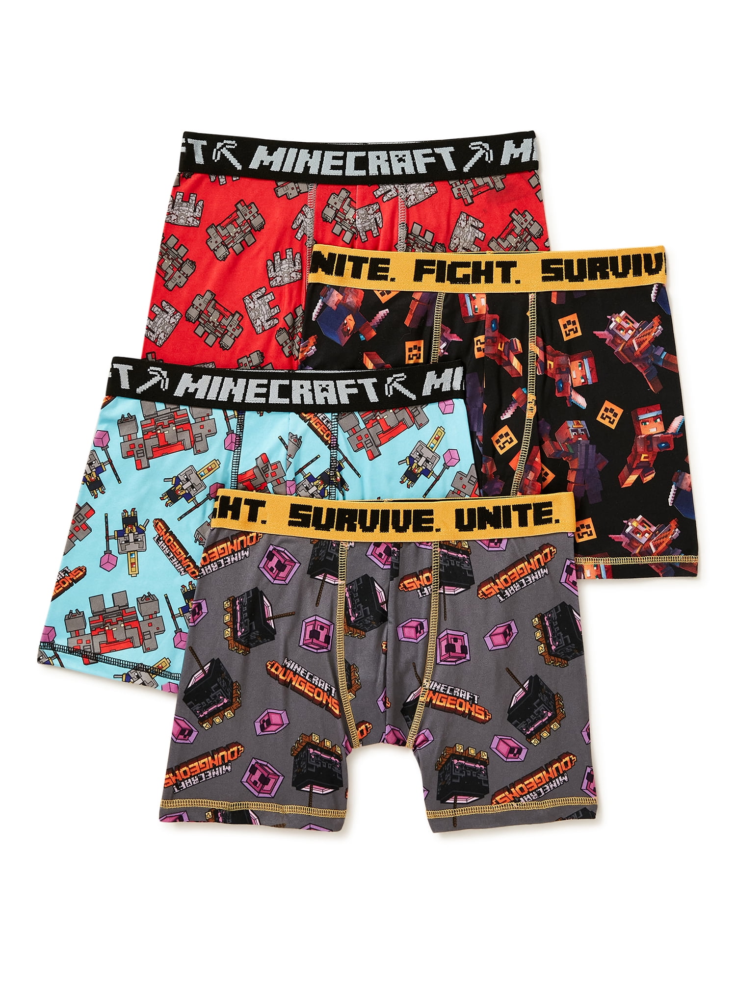 Minecraft Dungeons Boy's Minecraft Dungeons 4pk Boxer Brief, Size 4