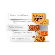 HMR Entrees Meals 5-Pack Variety | Low Calorie Premade Microwave Meals for Weight Loss | Ready to Eat Dinner | Includes Mac & Cheese, Penne Pasta, Turkey Chili, Cheese Basil, Beef Stroganoff